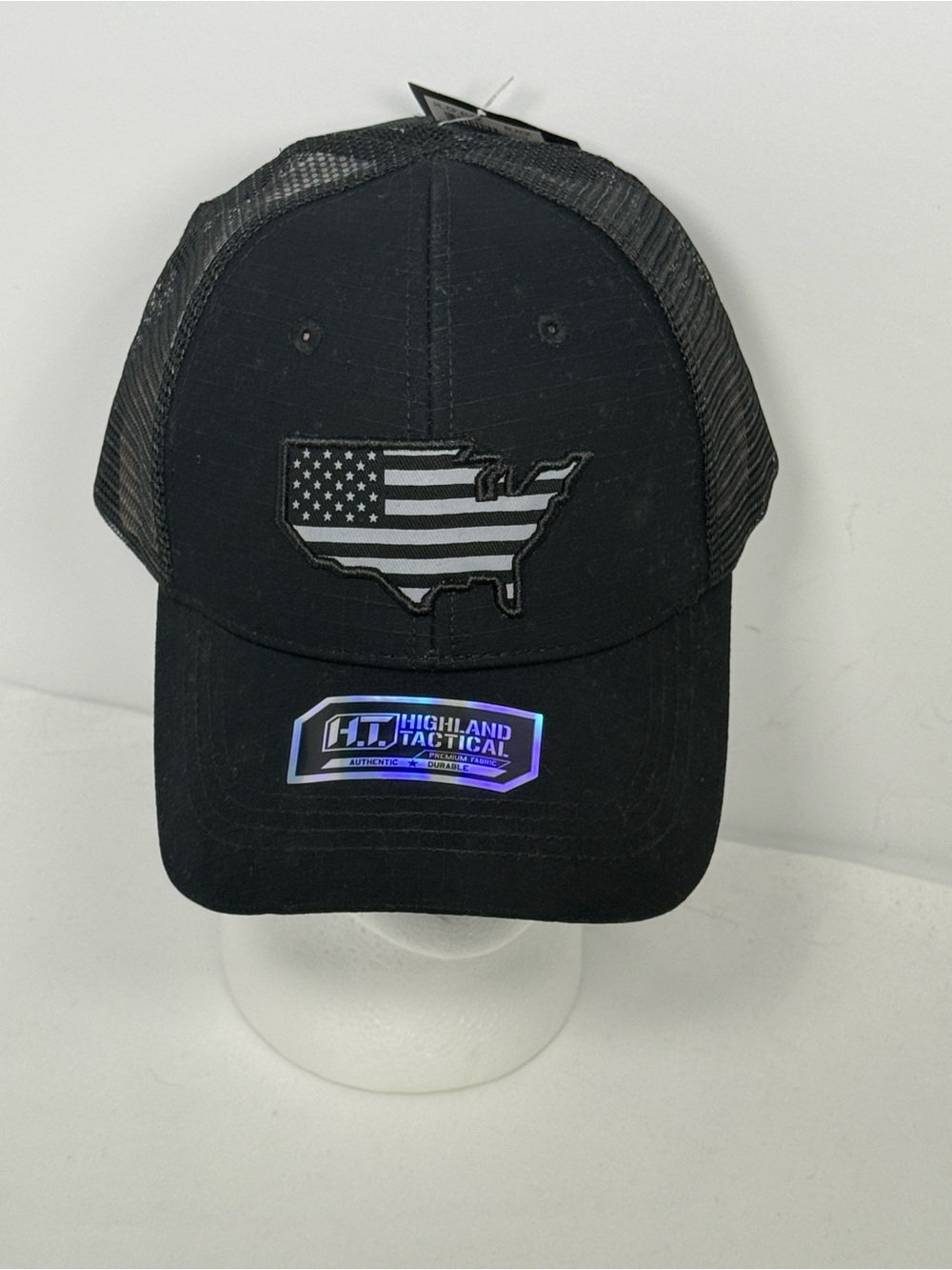 Highland Tactical Black USA Outline Patch Mesh Trucker Hat